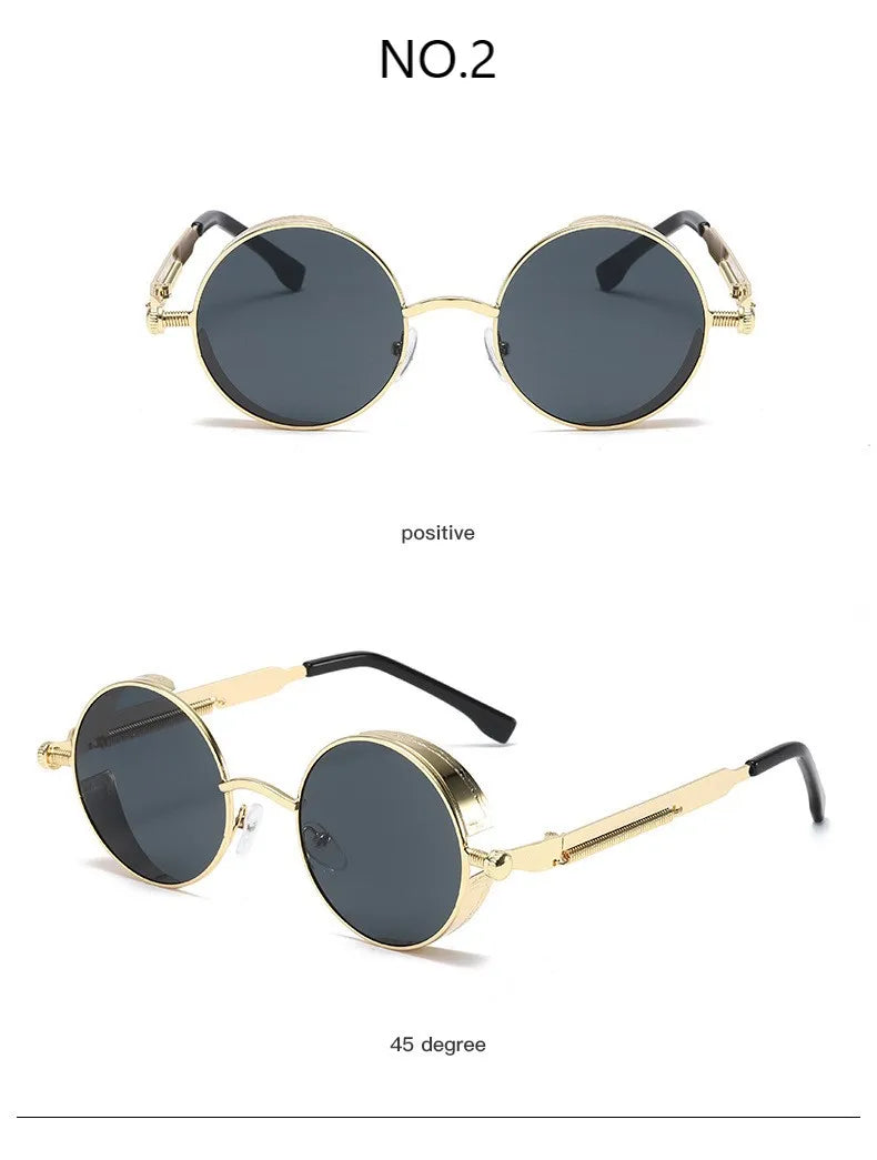 Metal Steampunk Sunglasses Men Women Fashion Round Glasses Brand Designer Vintage Sun Glasses High Quality Oculos de sol UV400