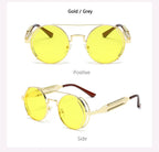 Punk Steampunk Sunglasses Retro Men's Brand Designer Round Punk Eyewear Gothic Style Products Women UV400 Sunglasses