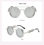 Punk Steampunk Sunglasses Retro Men's Brand Designer Round Punk Eyewear Gothic Style Products Women UV400 Sunglasses