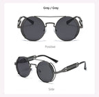 Punk Steampunk Sunglasses Retro Men's Brand Designer Round Punk Eyewear Gothic Style Products Women UV400 Sunglasses