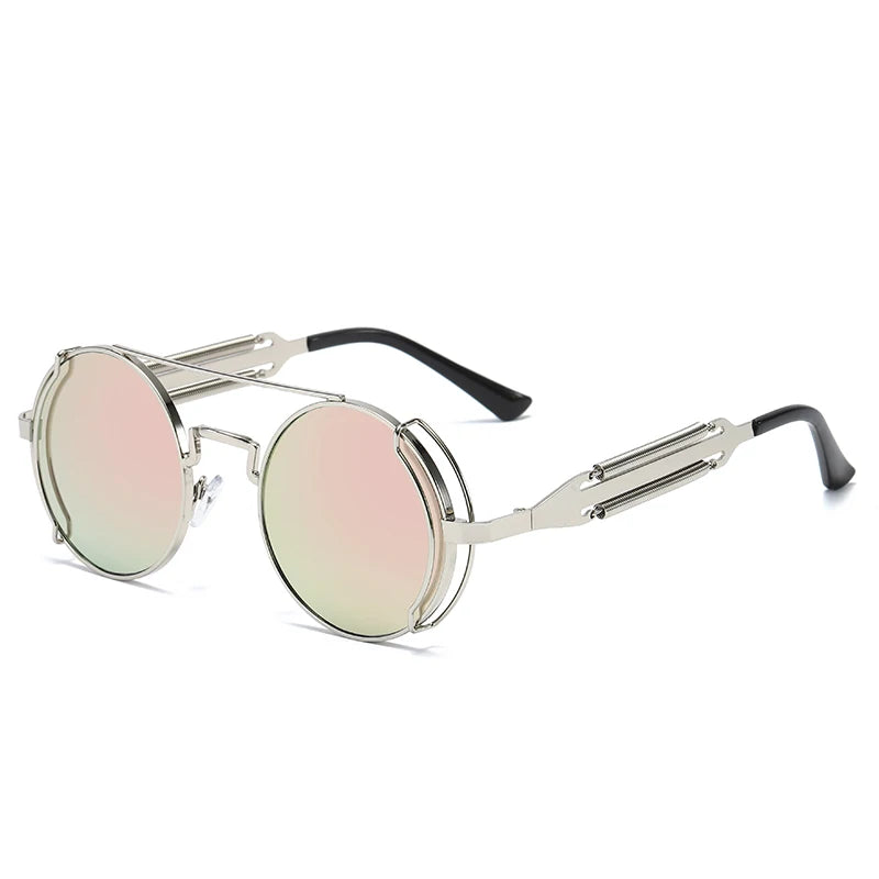 Punk Steampunk Sunglasses Retro Men's Brand Designer Round Punk Eyewear Gothic Style Products Women UV400 Sunglasses