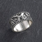 F641 Men's Stainless Steel Ring Antique Silver Plated Screw Pattern Fashion Ring Gift Jewelry