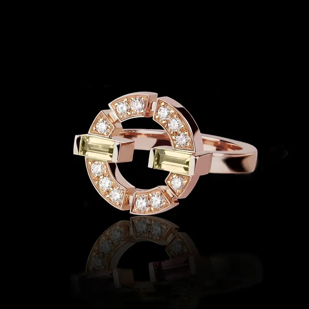 F459 Rose Gold Diamond Ring With Baguette Cut Natural Diamonds For Women Everyday Wear