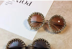 Retro Round Punk Style Sunglasses Women 2021 Metal Diamond Sun Glasses Gold Bullet Crystal Exaggeration Eyewear Glasses UV400