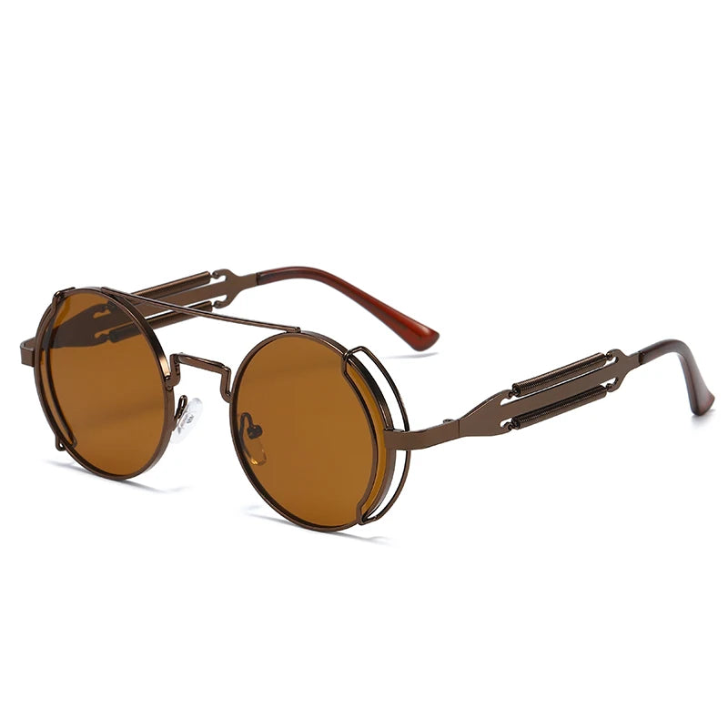 Punk Steampunk Sunglasses Retro Men's Brand Designer Round Punk Eyewear Gothic Style Products Women UV400 Sunglasses
