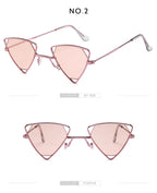 Retro Alloy Triangle Punk Sunglasses Men Hollow Eyewear Candy Colors Gradient Gothic Sun Glasses For Women Openwork Metal Frame