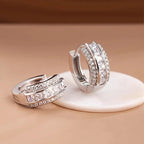 Trendy Huggie Earrings Women's Colorful Crystal Rhinestone Geometric Alloy Party Jewelry Princess Cut Channel Setting