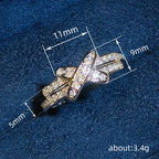 Q722 Geometric Ring Micro Pave Lab Created Cubic Zirconia Unisex Fashion Jewelry Gift