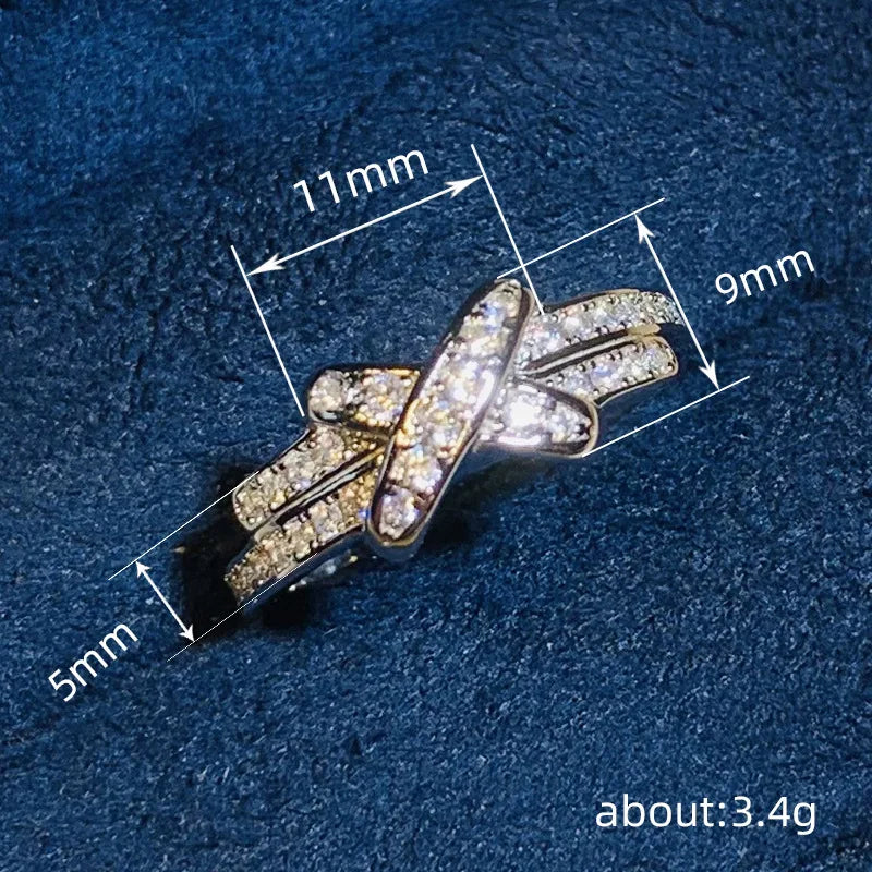 Q722 Geometric Ring Micro Pave Lab Created Cubic Zirconia Unisex Fashion Jewelry Gift