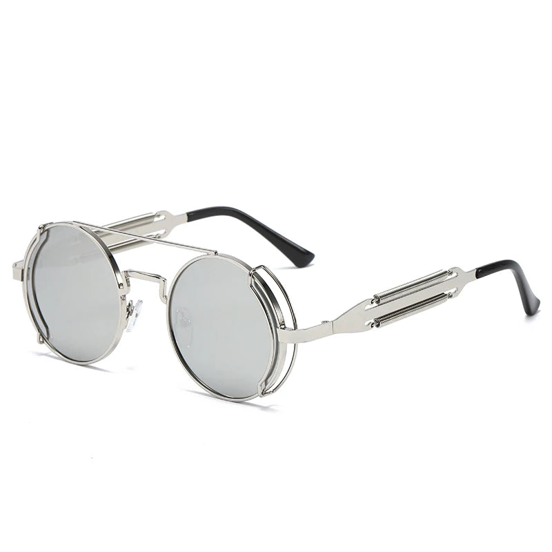 Punk Steampunk Sunglasses Retro Men's Brand Designer Round Punk Eyewear Gothic Style Products Women UV400 Sunglasses