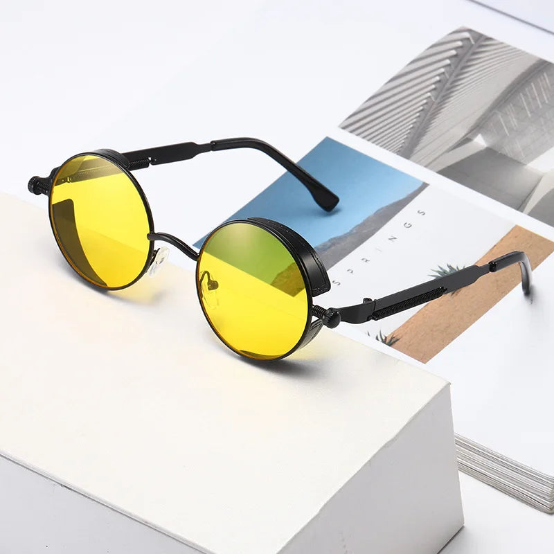 Metal Steampunk Sunglasses Men Women Fashion Round Glasses Brand Designer Vintage Sun Glasses High Quality Oculos de sol UV400