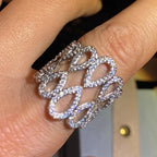 T0238 White Gold Diamond Ring Women's Luxury Wedding Band G Color Natural Diamonds Elegant Design