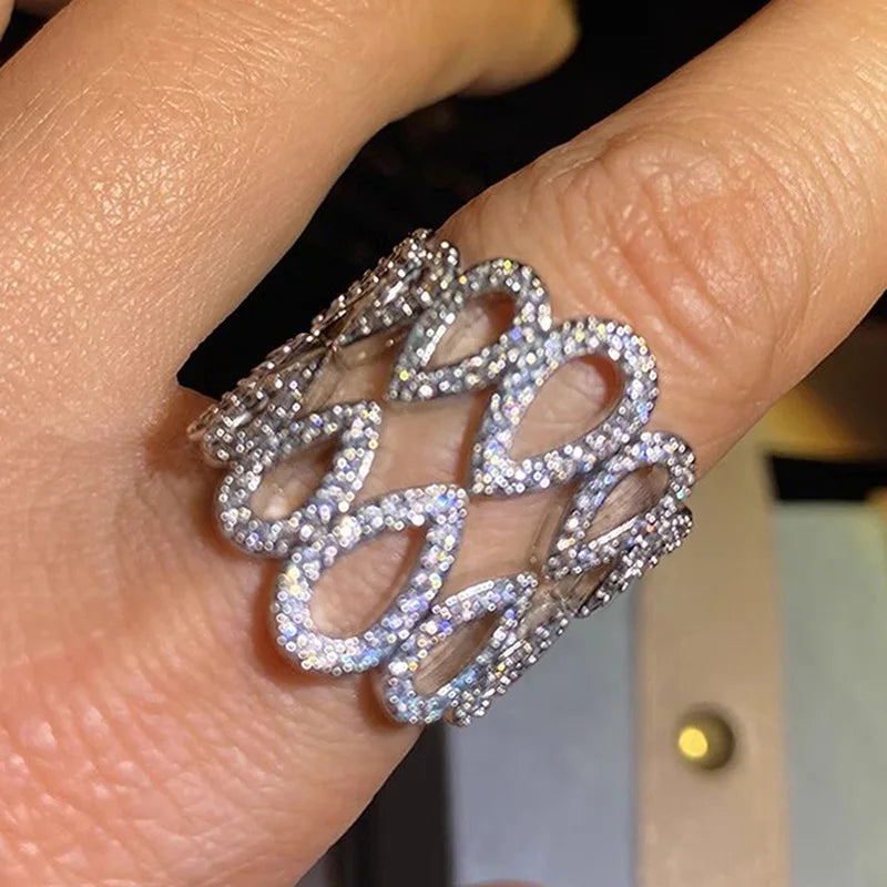 T0238 White Gold Diamond Ring Women's Luxury Wedding Band G Color Natural Diamonds Elegant Design