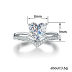 H305 Heart Moissanite Ring 925 Silver Pave Setting Engagement Band For Women