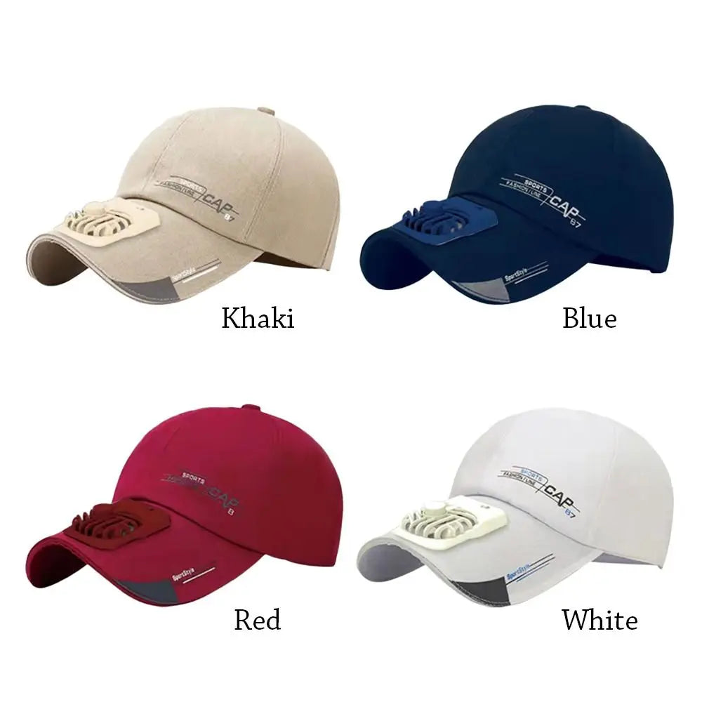 Fan Cooling Baseball Cap Sun Visors Outdoor Sport Cap Summer Breathable Sunscreen Hat For Women Men Camping Hiking Travel