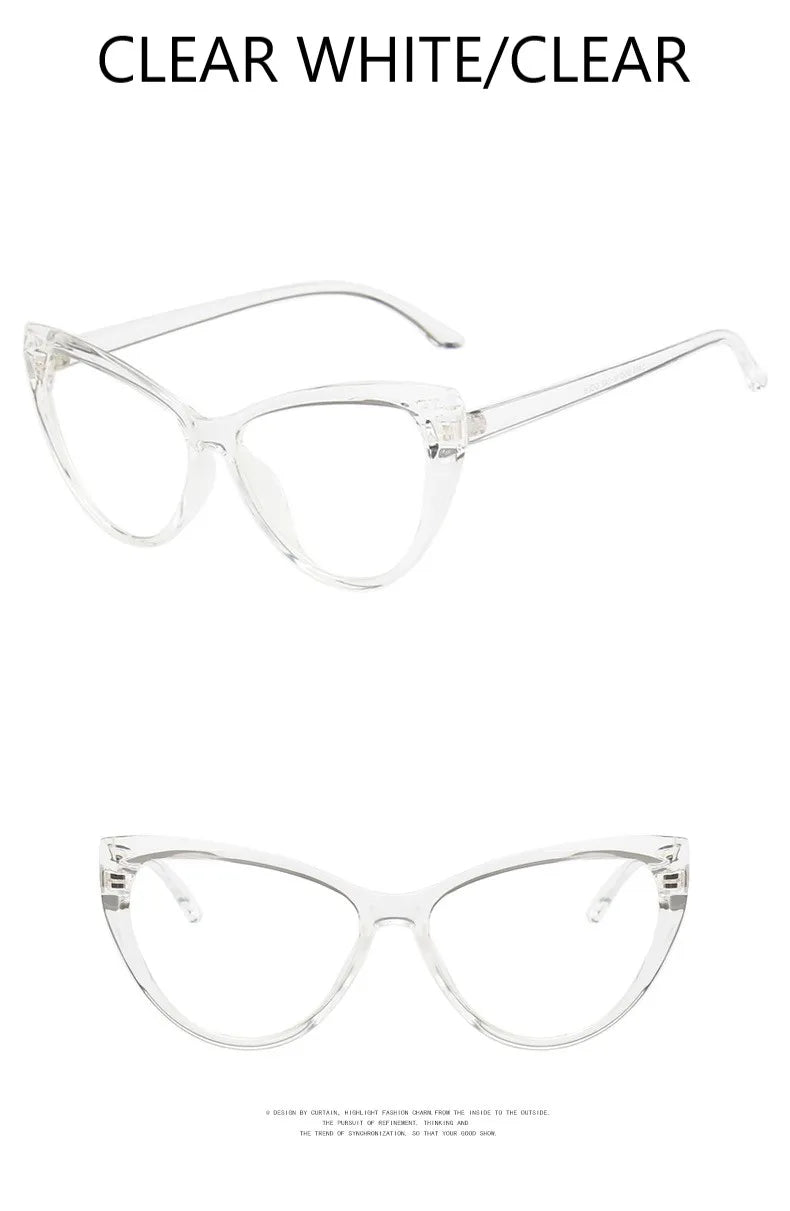 New Retro Cat Eye Glasses Frame Women Brand Vintage Trend Anti-blue Light Glasses Transparent Frame Myopia Eyeglasses