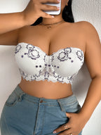 Daily Wide Strap Plus Size Women Bra Lace & Embroidery Push up Bra Comfort Thin Cup Underwire Support Lingerie Bra