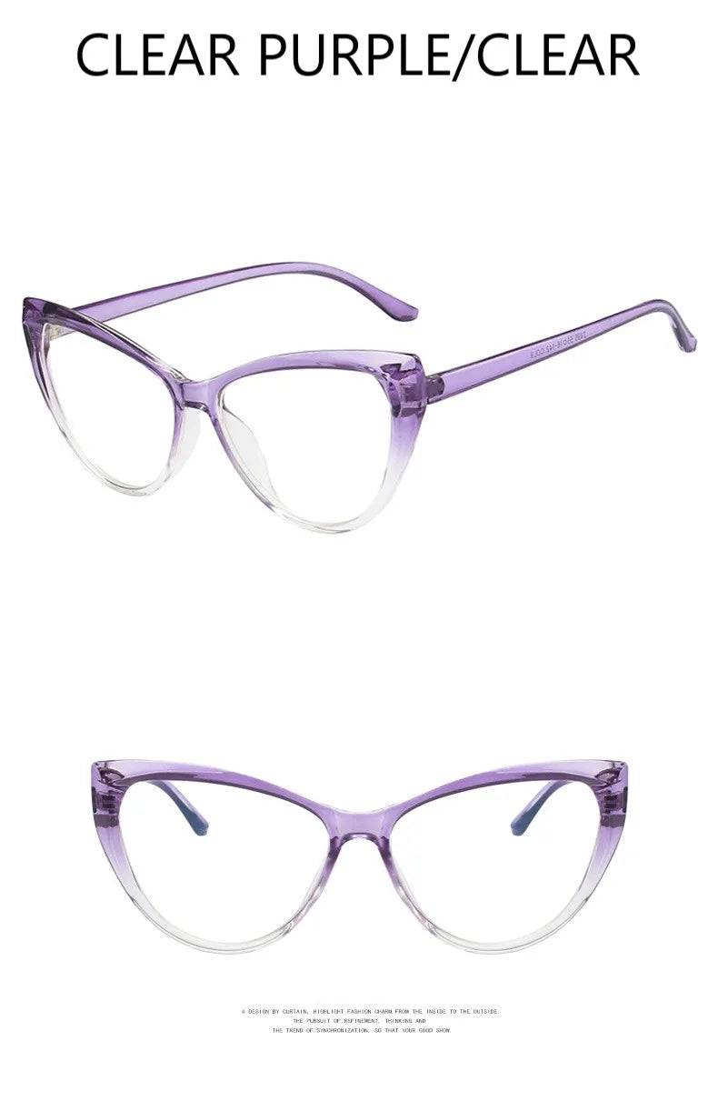 New Retro Cat Eye Glasses Frame Women Brand Vintage Trend Anti-blue Light Glasses Transparent Frame Myopia Eyeglasses