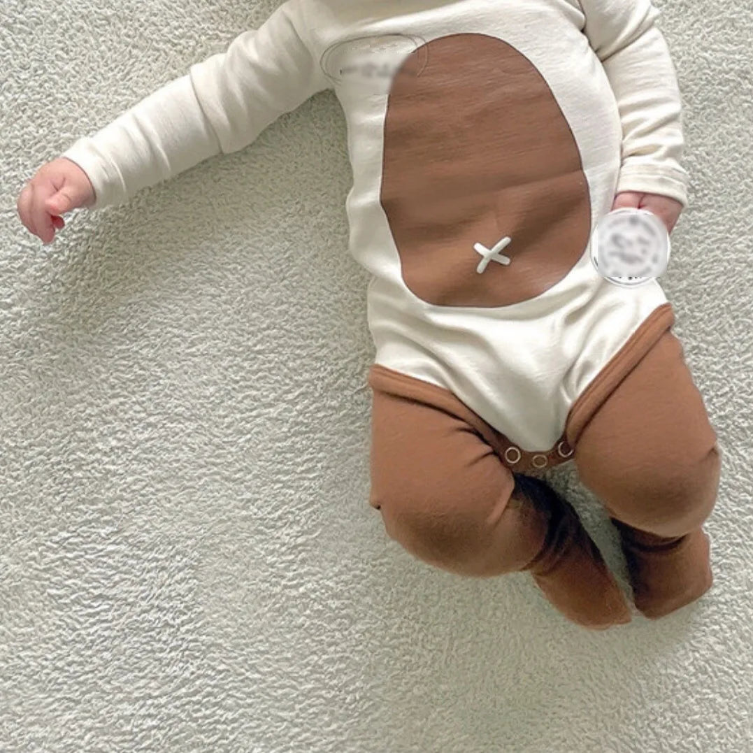 2026 Spring New Baby Long Sleeve Bodysuit + Hat Infant Boy Girl Cute Print Jumpsuit Newborn Toddler Cotton Clothes 0-24M