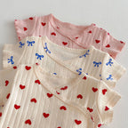 2026 Summer New Baby Sleeveless Sling Bodysuit Cute Infant Girl Heart Print Jumpsuit Cotton Toddler Sling Newborn Clothes 0-24M
