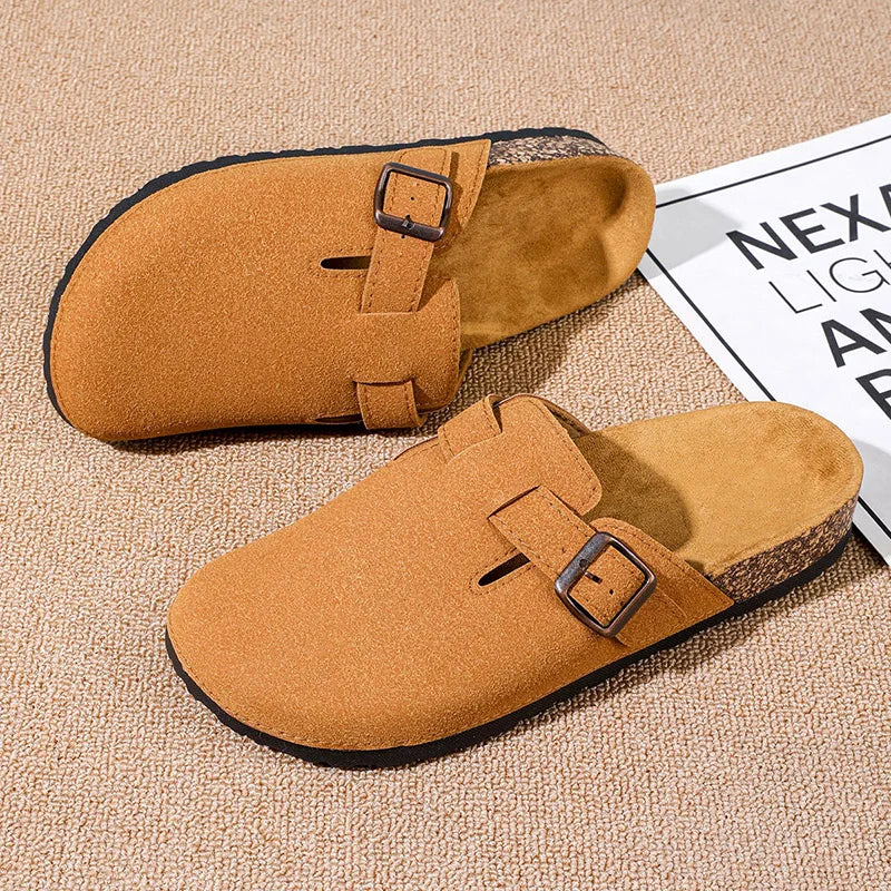 Shoes Fashion Men's Suede Mules Slippers New Women Clogs Cork Insole Sandals With Arch Support Outdoor Beach Slides Home Shoes