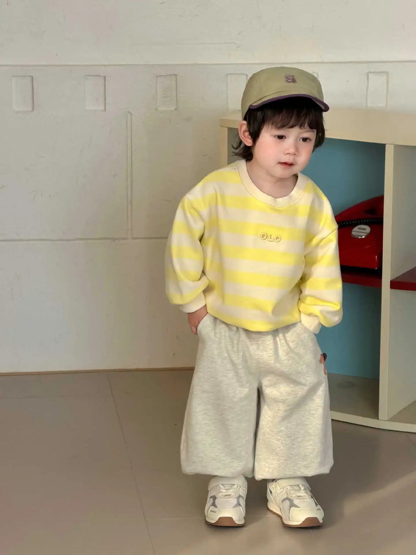 2026 Spring New Baby Long Sleeve Sweatshirt Boys Casual Striped Pullover Infant Girls Cotton Loose Tops Toddler Clothes