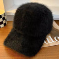 Rabbit Hair Baseball Hat Winter New Solid Color Warm Duck Tongue Hat Women's Autumn and Winter Plush Cold and Sunshade Hat