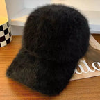 Rabbit Hair Baseball Hat Winter New Solid Color Warm Duck Tongue Hat Women's Autumn and Winter Plush Cold and Sunshade Hat