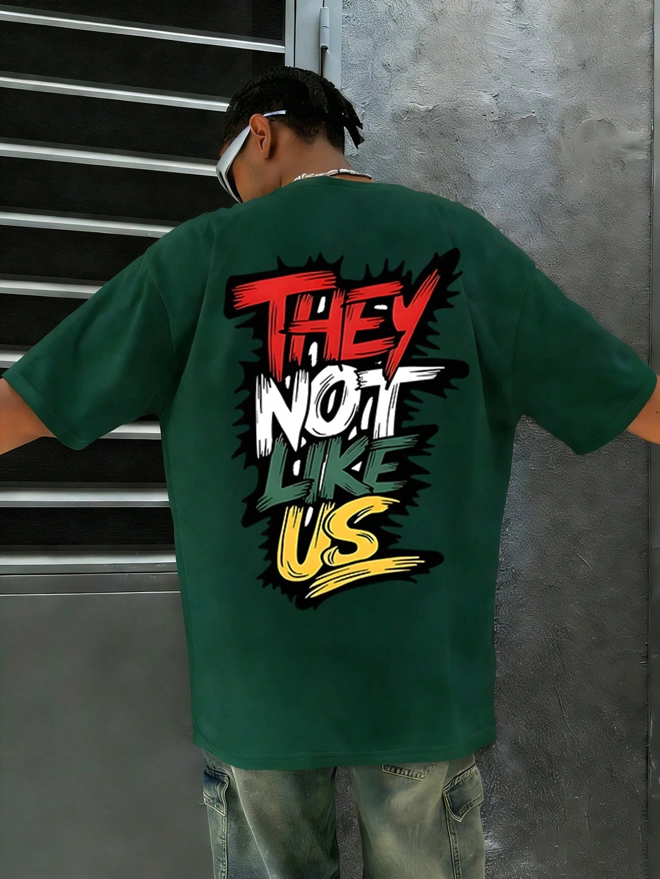 Men's 100% pure cotton fashionable casual loose THEY NOT LIKE US graffiti print round neck short sleeved T-shirt versatile top