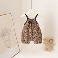 Summer Baby Girls Leopard Print Jumpsuit Infant Sleeveless Suspender One Pieces Bow Decor 0-3Y Toddler Romper Clothes