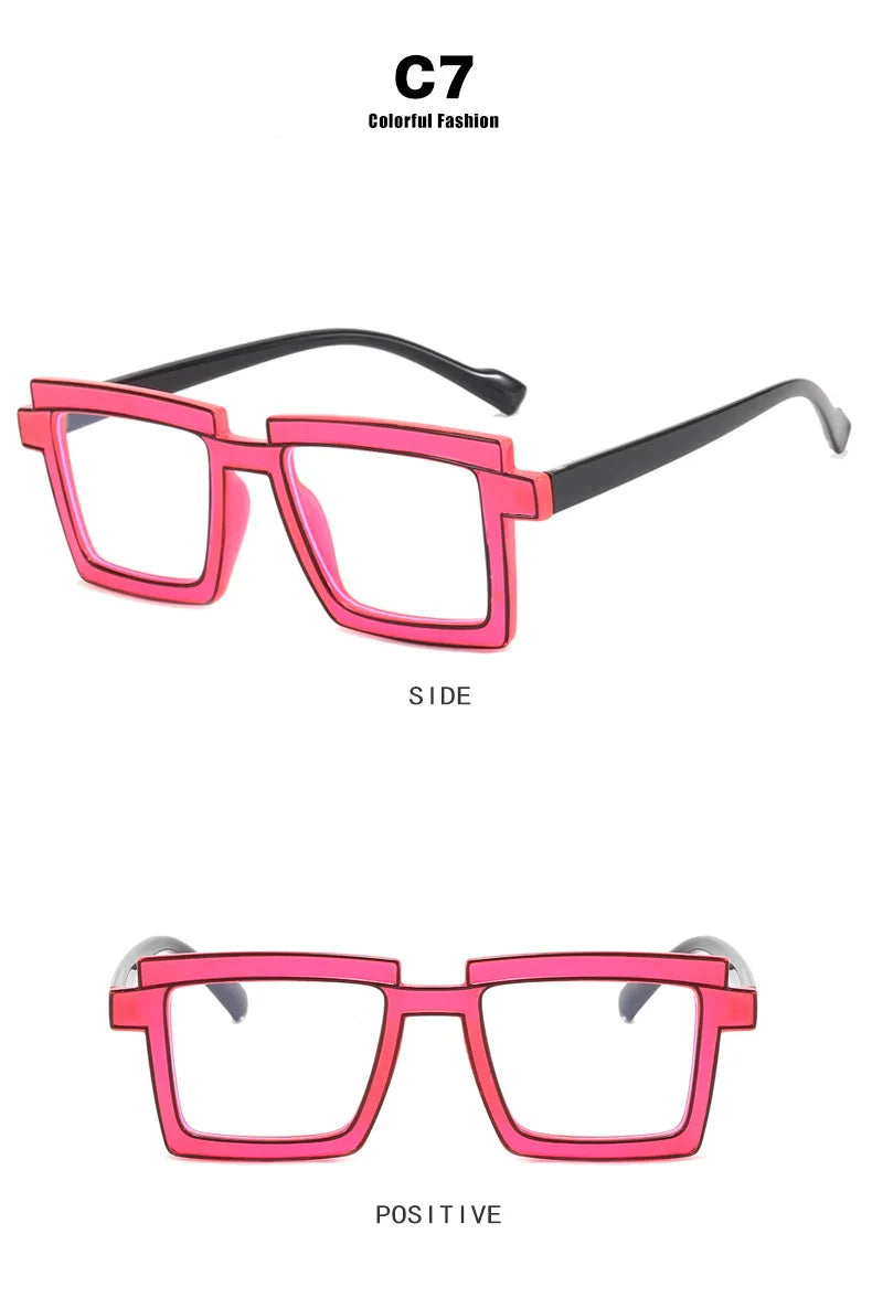 Retro Personality Rectangular Glasses Frame Woman Man Brand Designer Fashion Square Eyeglasses TR90 Eyewear with Pouch & Cloth