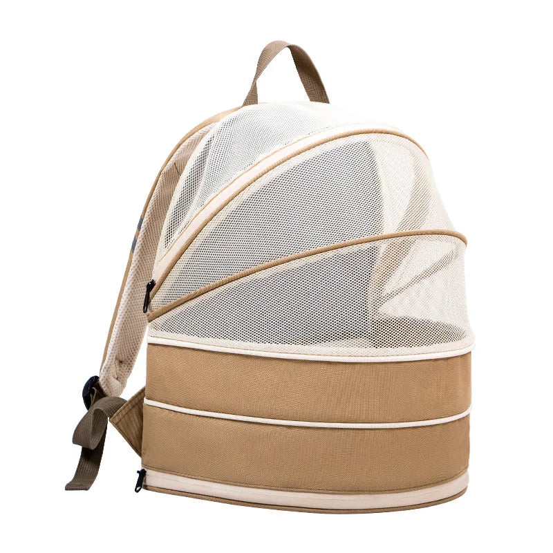 Breathable Expandable Pet Backpack for Cats & Dogs Convertible Carrier with Ventilation Hands-Free Travel Bag & Portable Pet Bed