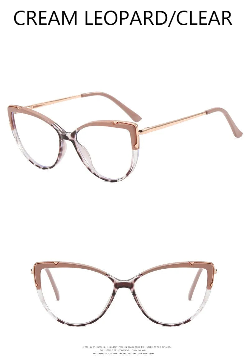 Metal Cat Eye Glasses Frame Woman Fashion TR90 Brand Designer New Trend Cateye Computer Eyewaer Gradient Color Frame Eyegalsses