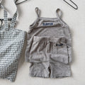 2026 Summer New Children Sleeveless Clothes Set Girls Thin Letter Print Sling Vest + Shorts 2pcs Suit Kids Cotton Outfits