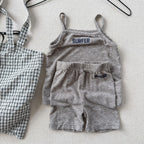 2026 Summer New Children Sleeveless Clothes Set Girls Thin Letter Print Sling Vest + Shorts 2pcs Suit Kids Cotton Outfits