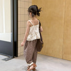 2026 Summer New Girls Lace Wide Leg Pants Toddler Thin Casual Pants Baby Girl Floral Mosquito Proof Pants Cotton Kids Clothes
