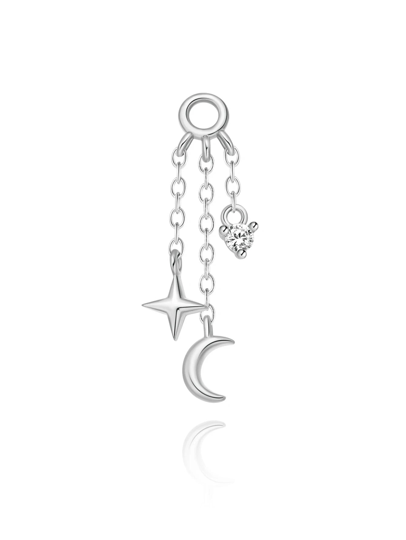 AIDE Star Moon Chain Tassel  925 Sterling Silver Shiny For Woman Piercing Earring Fashion Dainty Luxury Style fine jewelry