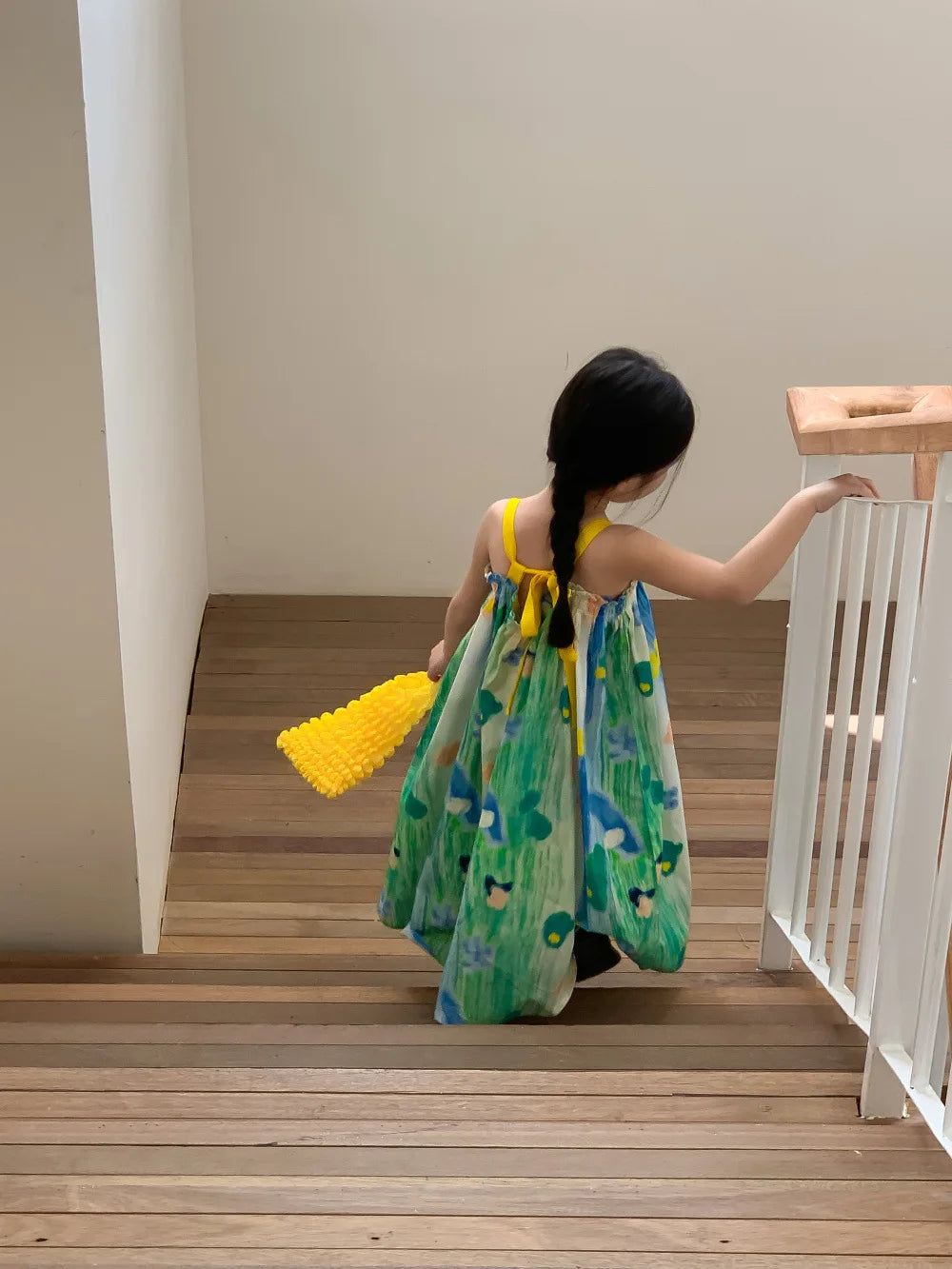 2026 Summer Children Siblings Look Cotton Green Painting Kids Girls Sling Dresses Loose Turn Down Collar Toddler Boys T-shirts