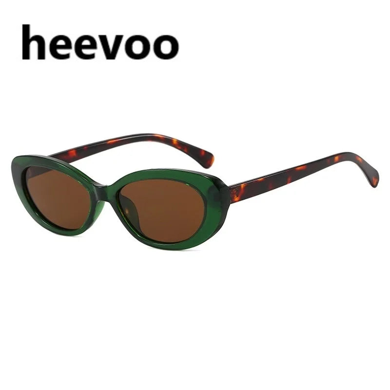 New Retro Oval Cat Eye Sunglasses for Women Men Y2k Trendy Narrow Small Sunnies 90s Brand Designer Sun Glasses UV400