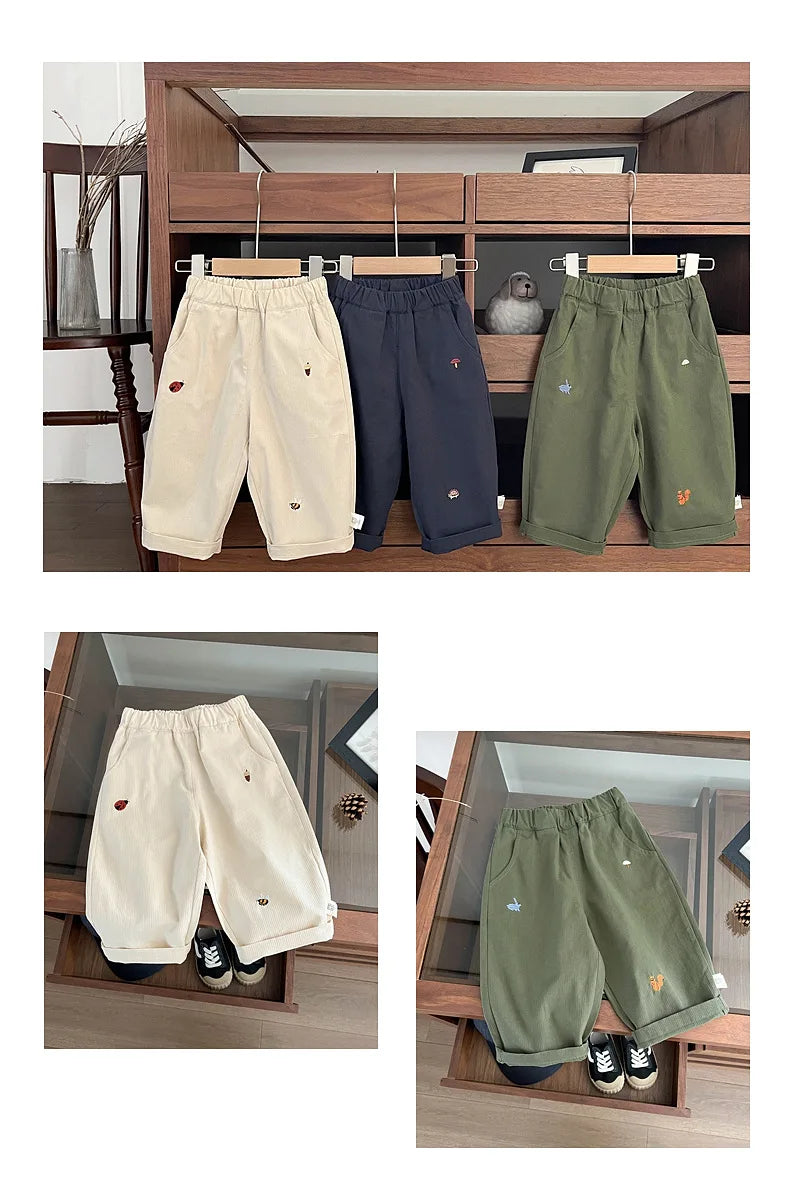 2026 Autumn New Baby Casual Pants Cartoon Embroidery Fashion Boys Versatile Trousers Infant Girl Loose Pants Children Clothes