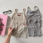 2026 Summer New Children Sleeveless Clothes Set Girls Thin Letter Print Sling Vest + Shorts 2pcs Suit Kids Cotton Outfits