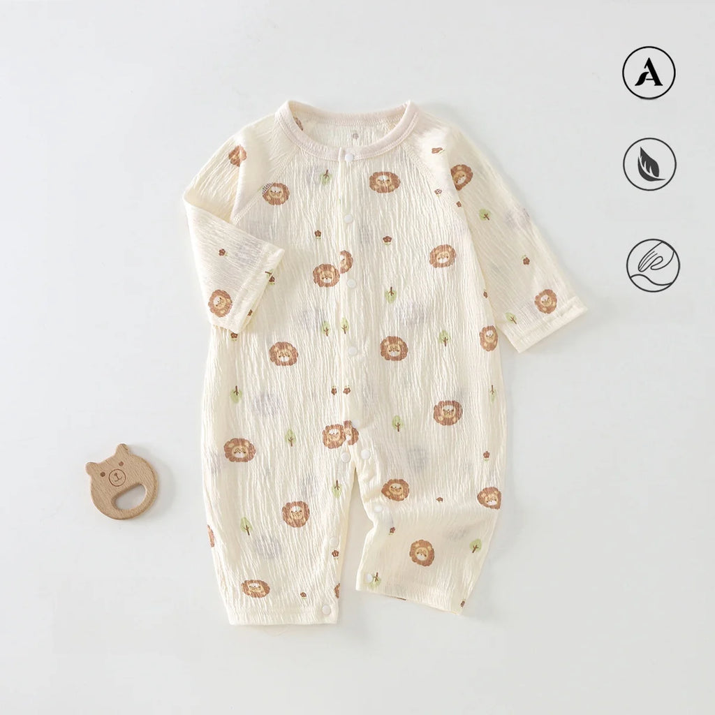 0-24M Infant Boys Cartoon Lion Long Sleeve Romper Air Conditioner Breathable Baby Jumpsuit Toddler Onesie Daily Clothes