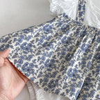 2026 Summer New Baby Girl Sweet Floral Splicing Bodysuit Dress + Hat Infant Cute Princess Jumpsuit Cotton Newborn Clothes 0-24M