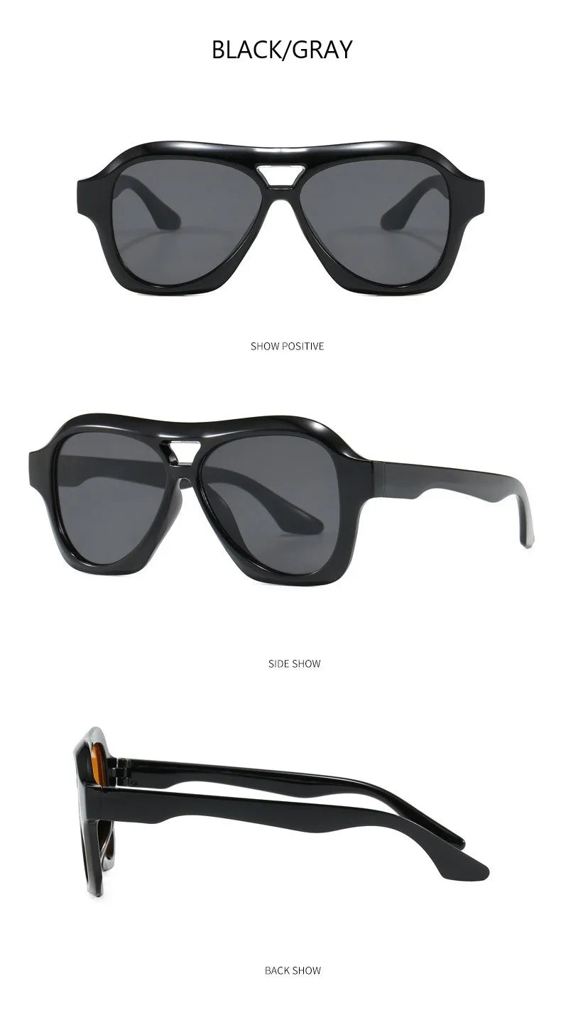 Retro Double Beam Sunglasses Women Brand Designer Glasses New Ins Fashion Personalized Gradient Eyewear Men Eyeglasses UV400