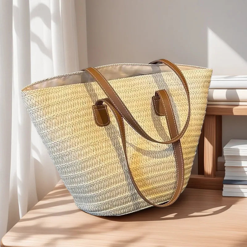 Luxury Designer Summer Beach Party Purses Shopper Tote Bag Women's Large Capacity Shoulder Bag Summer Straw Woven Basket Handbag