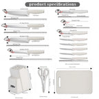15 pieces kitchen stainless steel knife set, multi-purpose, ergonomic for long-term use without getting tired, all-round cutting