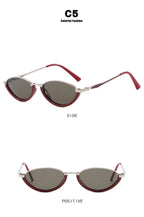 Vintage Half Frame Cat Eye Sunglasses Women Fashion Metal Glasses Punk Trendy Sun Glasses Female Shades for Famale Eyewear Uv400