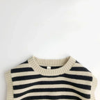 Autumn Baby Boys Striped Sweater Vest Children Cotton Cashmere Pullovers Waistcoat Kids Clothes Toddler Girls Sleeveless Sweater
