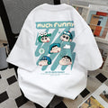 2026 Summer Comic Form Crayon Shin-chan Image 100% Cotton Printed Oversize Casual T-shirt Adult Children Parent-child Top y2k.