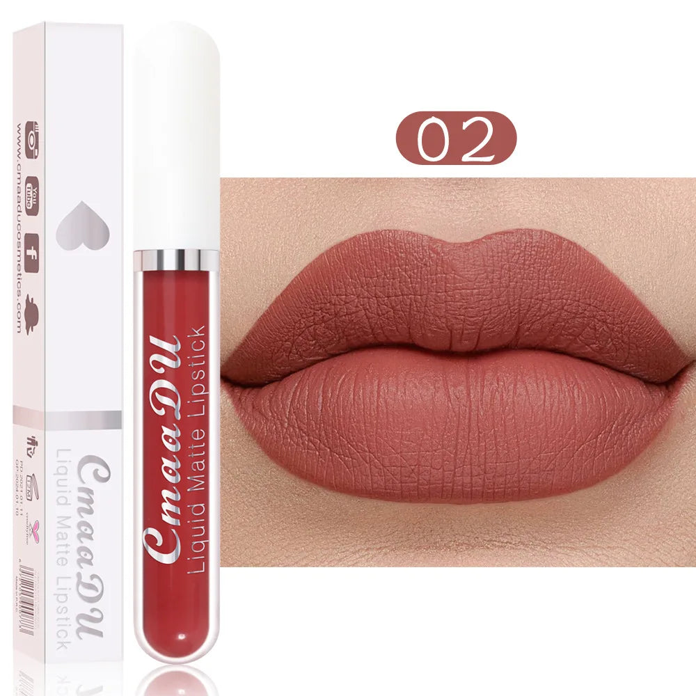 18 Colors Single Velvet Matte Liquid Lipstick Waterproof Non-Stick Waterproof Smudge-Proof Long-Lasting Mist Lip Gloss